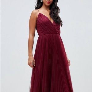 Petite Cami Pleated Tulle Maxi Dress